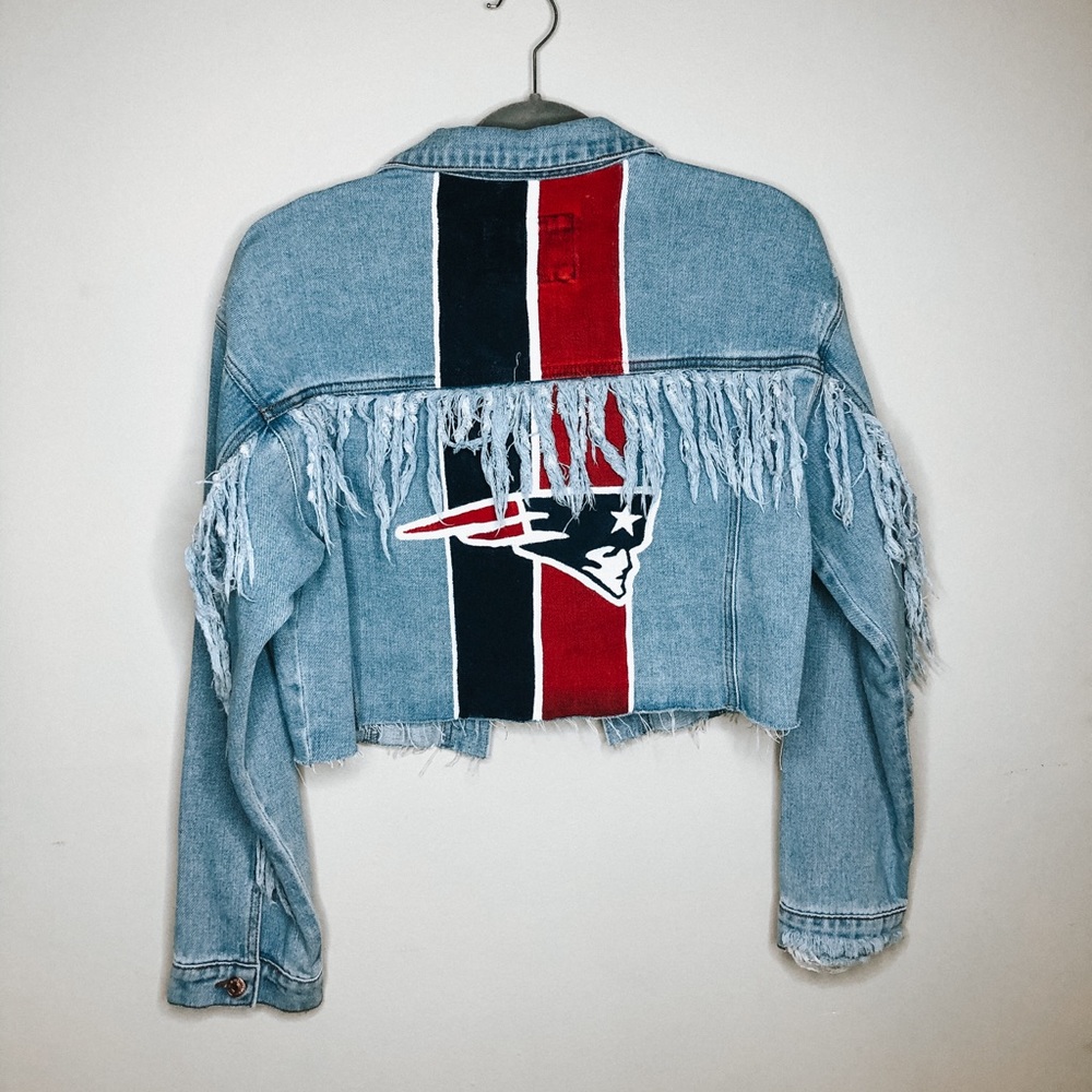 Hand Painted New England Patriots Jean Jacket